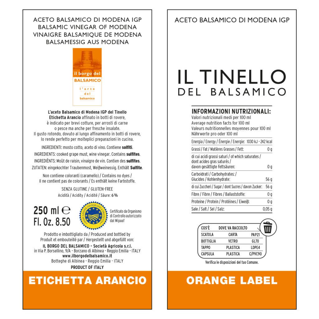ACETO BALSAMICO DI MODENA IGP - IL TINELLO ETICHETTA ARANCIO