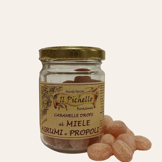 CARAMELLE AL MIELE, AGRUMI E PROPOLI