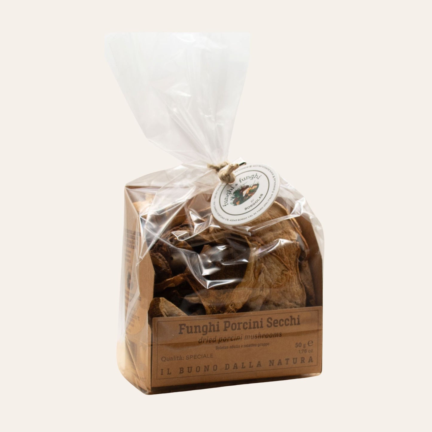 Beutel mit getrockneten Pilzen